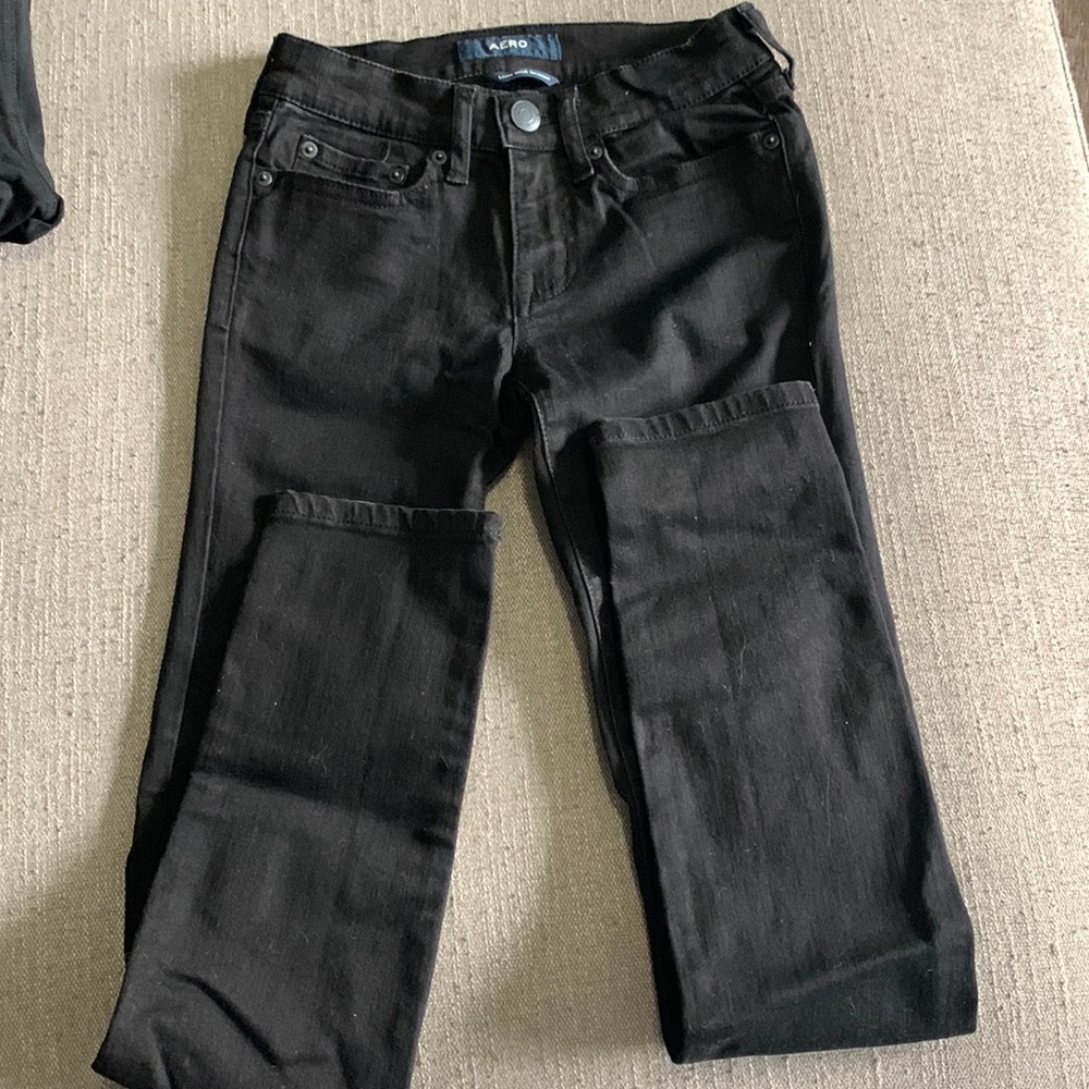Black Aero low rise skinny jeans
